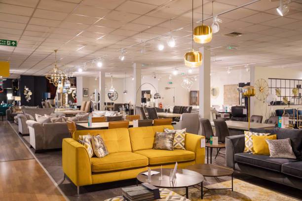 Furniture showroom with sofas on display