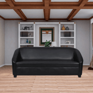 RM Home Three Seater Sofa Black Leatherette 1 Year Warranty