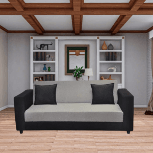 RM Home Three Seater Sofa Fabric (Black& Light Grey, Large)