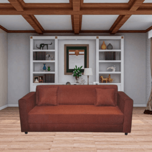 RM Home Three Seater Sofa Fabric (Brown, Large)