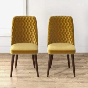 Currency Dining Chair Set of 2 Pees for Living Room - Yellow