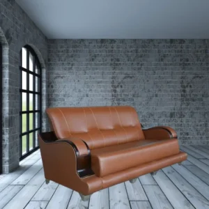 Three Seater Leatherette tan