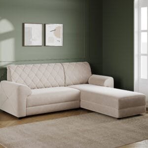 Murphy Fabric L Shape Sofa - Beige, 5 Seater Right