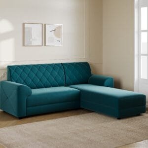 Murphy Fabric L Shape Sofa - Teal, 5 Seater Right