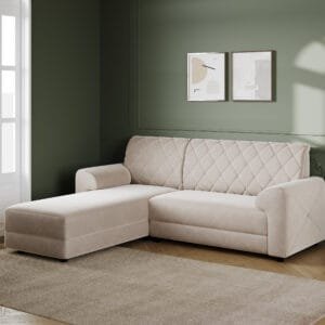 Murphy Fabric L Shape Sofa - Beige, 5 Seater Left