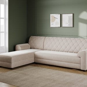 Murphy Fabric L Shape Sofa - Beige, 6 Seater Left