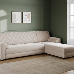 Murphy Fabric L Shape Sofa - Beige, 6 Seater Right