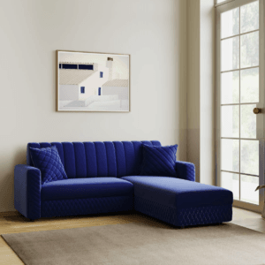 Oliver LHS Fabric 6 Seater Sofa - Blue, 5 Seater Right