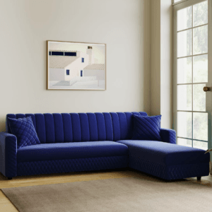 Oliver LHS Fabric 6 Seater Sofa - Blue, 6 Seater Right
