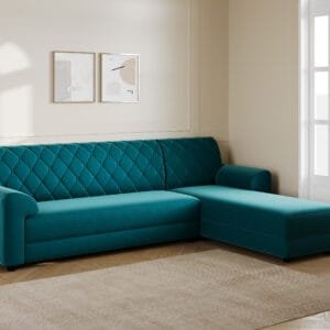 Murphy Fabric L Shape Sofa - Teal, 6 Seater Right