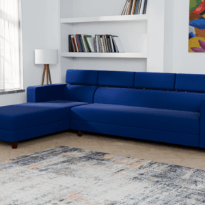 Ewans Fabric Modern Modular Sofa Set - Blue, 6 Seater Left