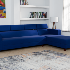 Ewans Fabric Modern Modular Sofa Set - Blue, 6 Seater Right