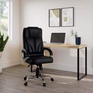 Jones Leatherette Office Arm Chair - Black