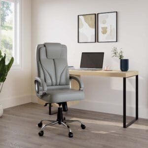 Jones Leatherette Office Arm Chair - Grey