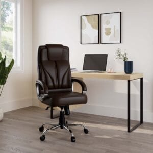 Jones Leatherette Office Arm Chair - Brown