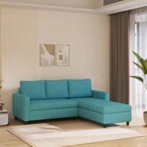Megun RHS Molfino Fabric 6 Seater Sofa - Sky Blue, 5 Seater Left