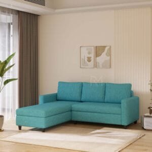 Megun RHS Molfino Fabric 6 Seater Sofa - Sky Blue, 5 Seater Right