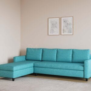 Megun RHS Molfino Fabric 6 Seater Sofa - Sky Blue, 6 Seater Left