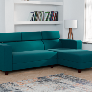 Ewans Fabric Modern Modular Sofa Set - Teal, 5 Seater Right