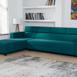 Ewans Fabric Modern Modular Sofa Set - Teal, 6 Seater Left