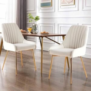 Zara Velvet Dining Chairs (Set of 2) - Beige