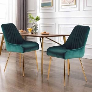 Zara Velvet Dining Chairs (Set of 2) - Teal