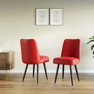 Feeno Leather Dining Chair (Set of 2) - Red