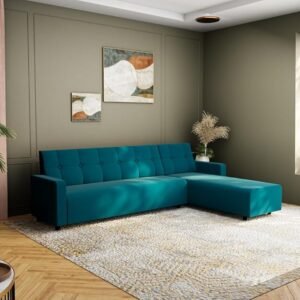 Willson L ShapeSofa set - Teal, 6 Seater Right