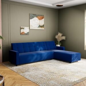 Willson L ShapeSofa set - Blue, 6 Seater Right