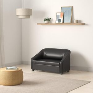 RM Home 2 Seater Sofa Leatherette Black