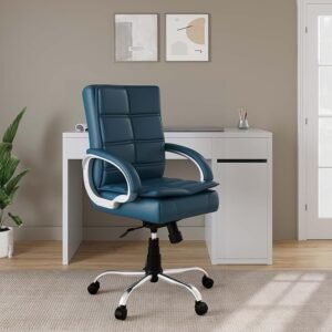 Mary Leatherette Office Arm Chair - Blue