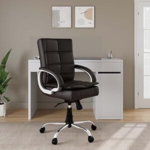 Mary Leatherette Office Arm Chair - Brown
