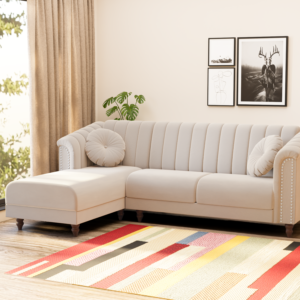 Renu Fabric Sofa - Beige, 5 Seater Left