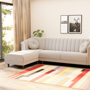 Renu Fabric Sofa - Beige, 6 Seater Left
