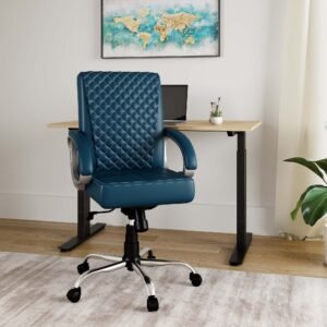 Charlie Leatherette Office Arm Chair - Blue