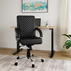 Charlie Leatherette Office Arm Chair - Black