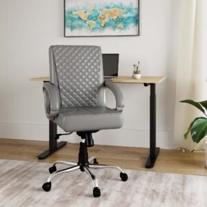 Charlie Leatherette Office Arm Chair - Gray