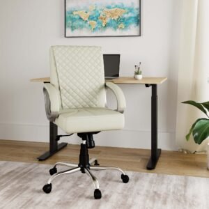 Charlie Leatherette Office Arm Chair - Beige