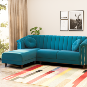 Renu Fabric Sofa - Teal, 5 Seater Left