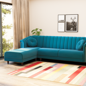 Renu Fabric Sofa - Teal, 6 Seater Left