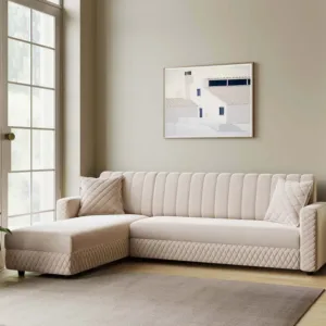 Oliver LHS Fabric 6 Seater Sofa - Beige, 6 Seater Left