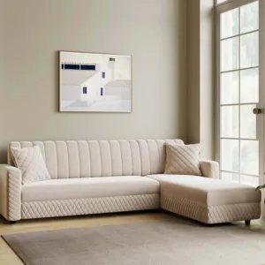 Oliver LHS Fabric 6 Seater Sofa - Beige, 6 Seater Right