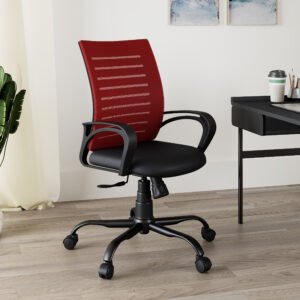 Tivra Mid Back Fabric Office Executive Chair - Red, 1