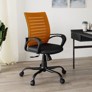 Tivra Mid Back Fabric Office Executive Chair - Orange, 1