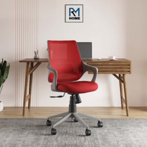 Hamza Fabric Office Arm Chair - Red
