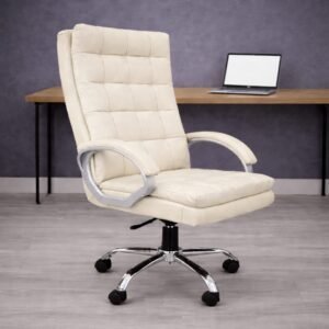 Sera Premium Leather Boss Office Chair - Beige